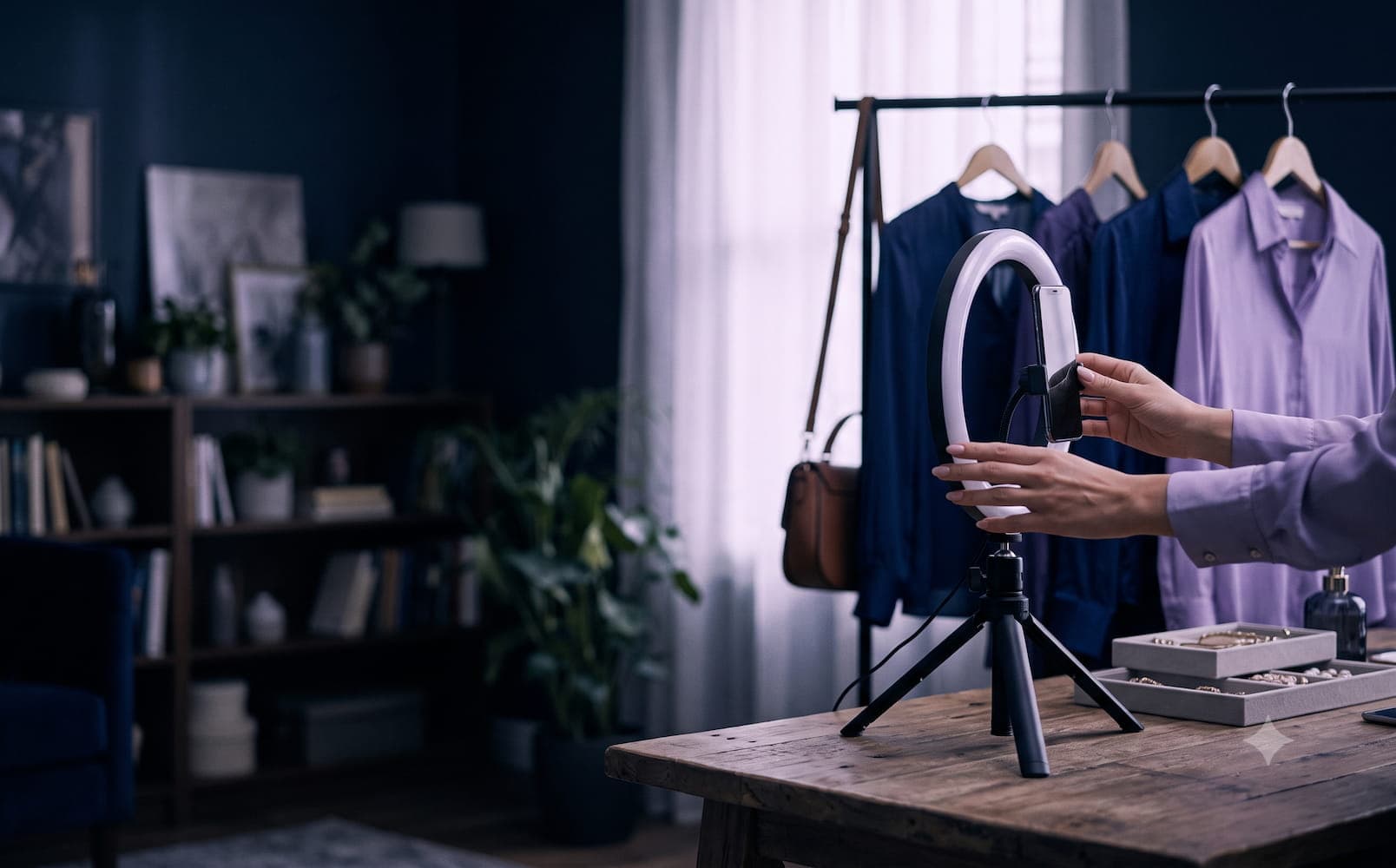 Criador de conteúdo UGC gravando vídeo para marca com talento representado pela Lucky70