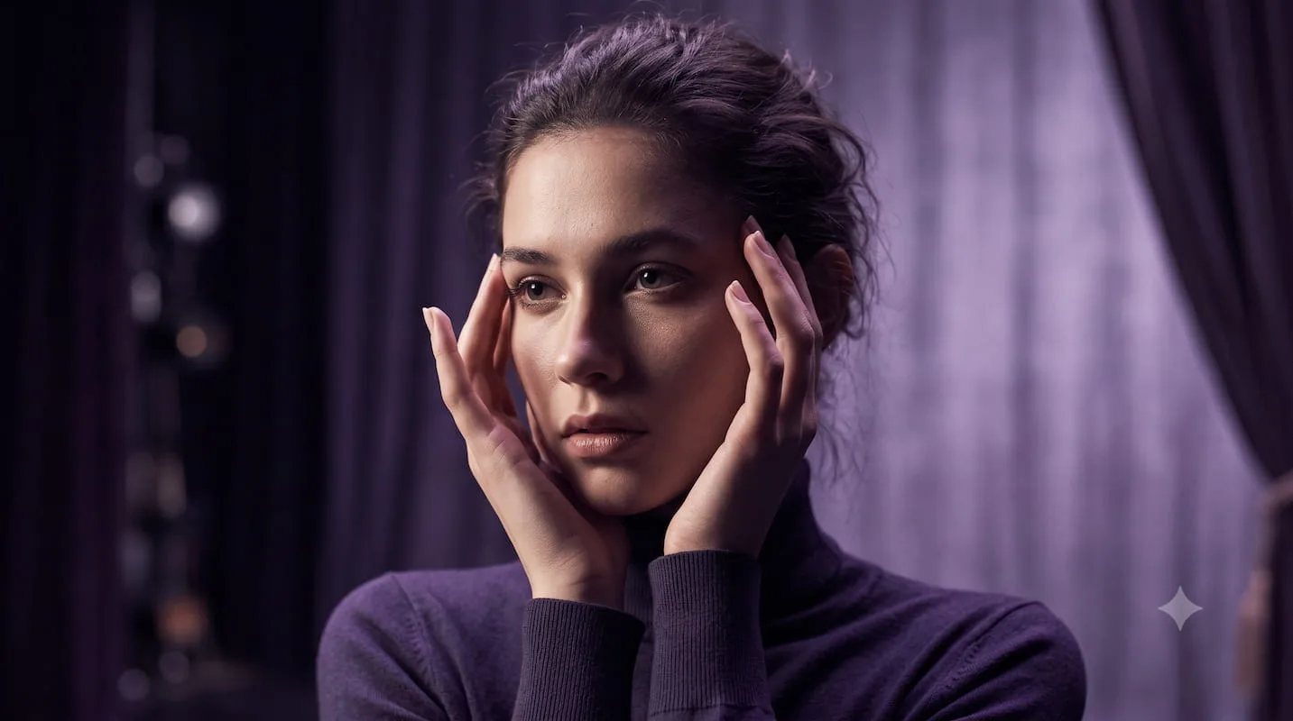 Modelo em exercício de expressão facial e corporal